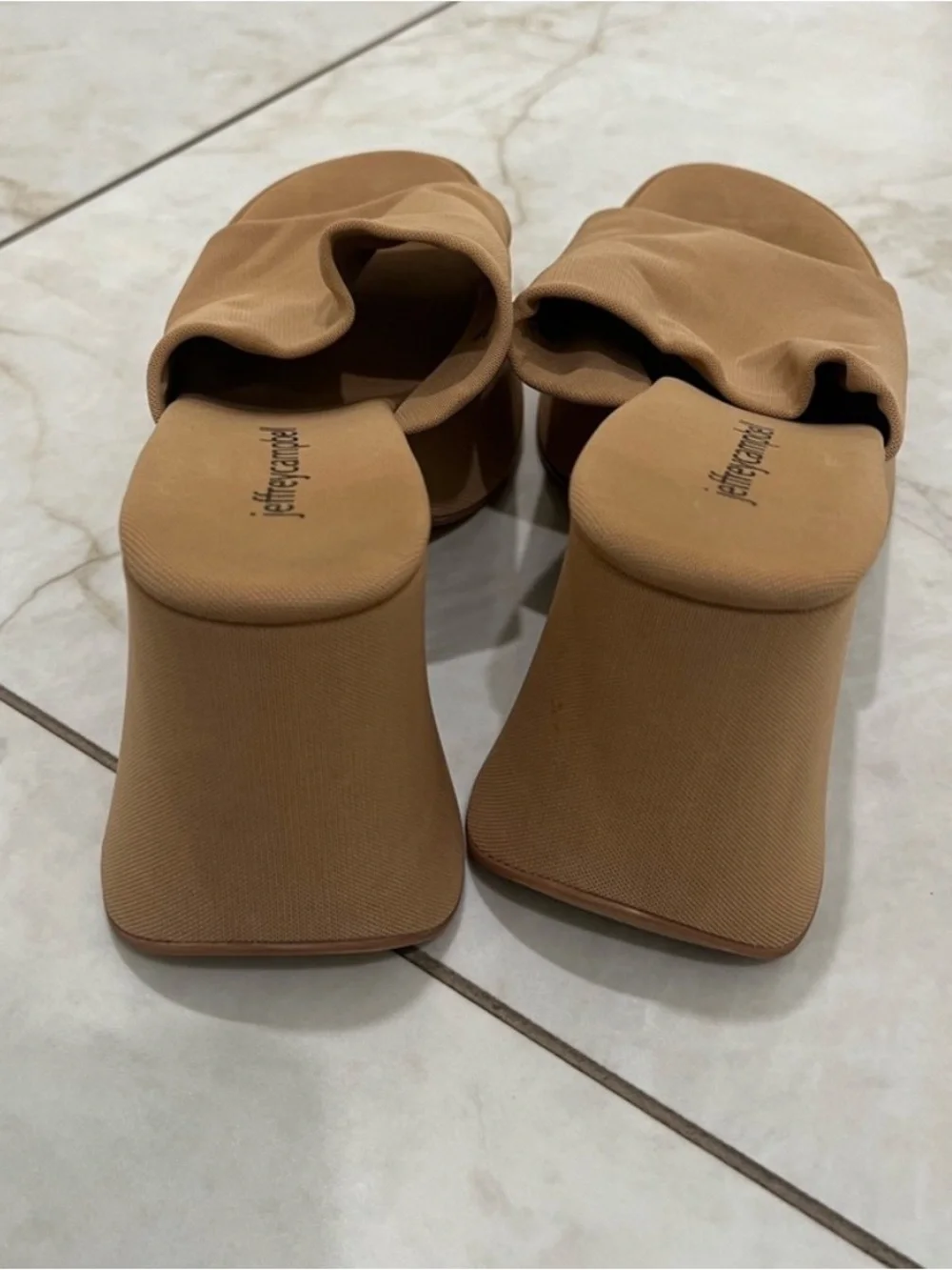 Jeffrey Campbell Beige Mesh Chunky Wedge Sandals Size 7.5 US